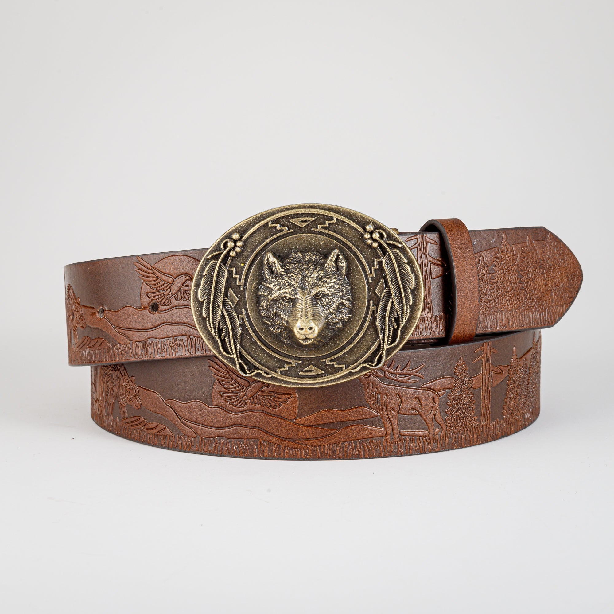 Men's Retro Bear Head Buckle Belt Business Casual Decorative Accessories