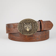 Men's Retro Bear Head Buckle Belt Business Casual Decorative Accessories