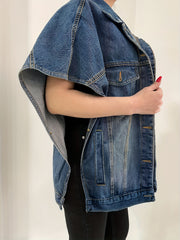Loose Fit Denim Jackets Single Breasted Button Flap Pockets Lapel Denim Coats
