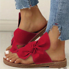 Women's Twist Knot Flat Toe Loop Slides Solid Open Toe Bohemian Outdoor Slippers