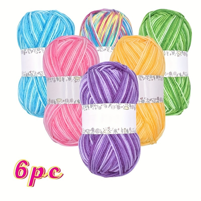 6pcs 50g Milk Cotton Warm 3ply Yarn for DIY Knitting Sweater Hat
