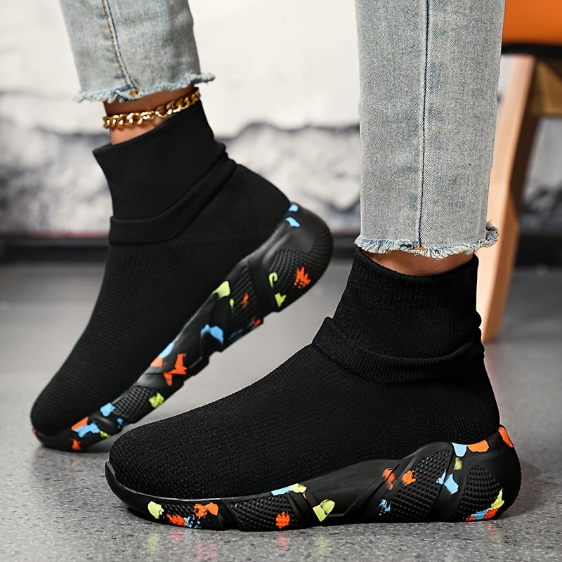 Breathable Flying Woven Boots Slip On Sock Shoes