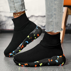 Breathable Flying Woven Boots Slip On Sock Shoes