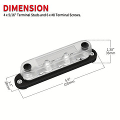 Car Terminal Block 10-16 X 12-7 40 M8 Terminal Stud 6 X 8 M4 Screw Terminal
