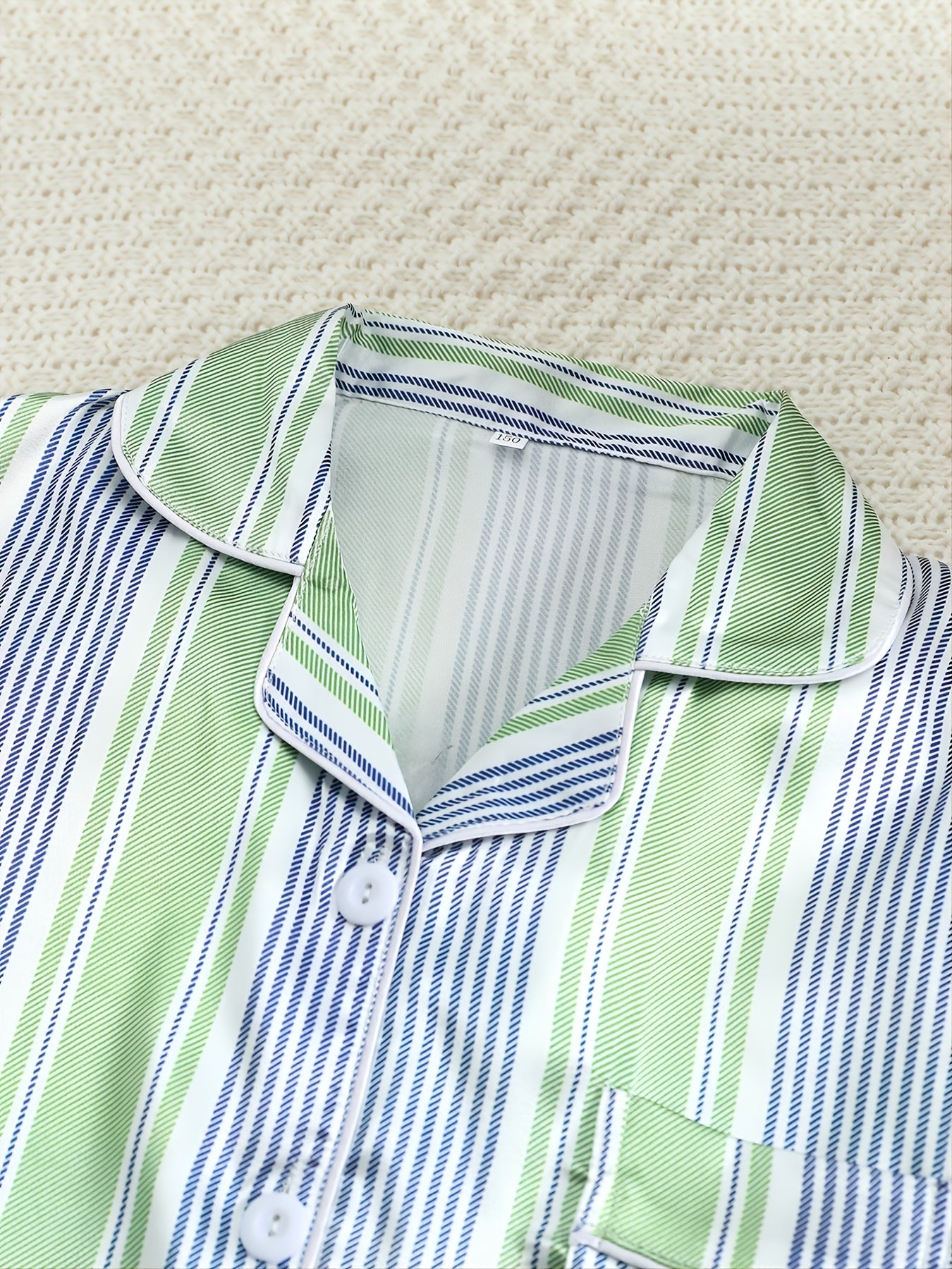 Boys' Striped Pajama Set, Long Sleeve Button Down Top & Pants
