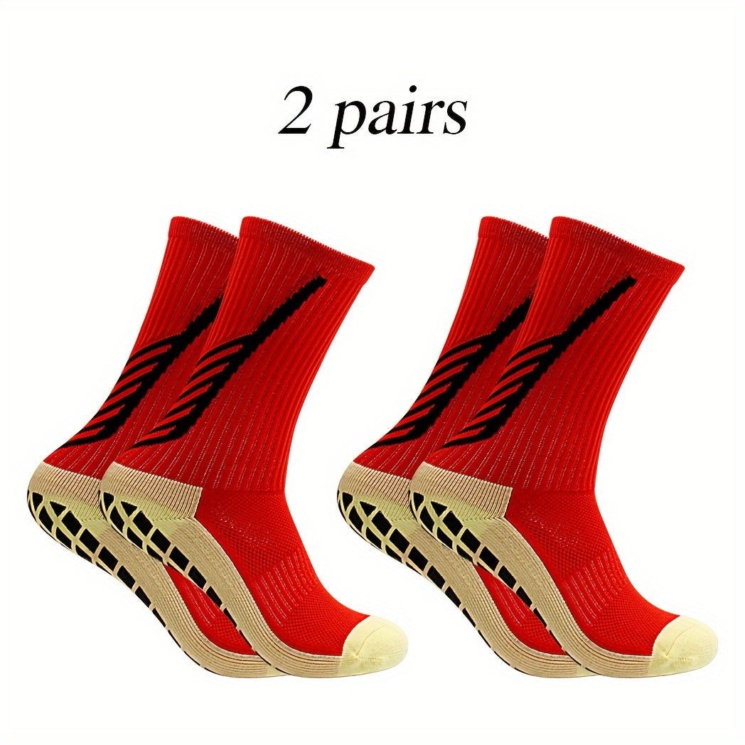 2 Pairs Grip Pads Non Slip Football Socks Outdoor Sports Soccer Rugby Basketball