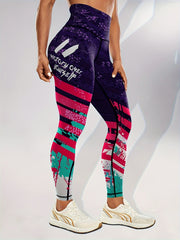 Block Print Slim Fit Yoga Tight Pants Seamless Stretchy Running Sports Leggings