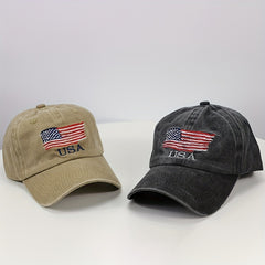 Men's American Flag Washed Baseball Cap Trucker Caps