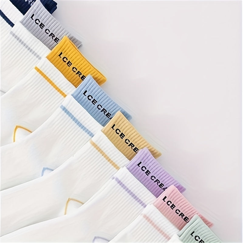 8 Pairs Letter Print Mid Tube Socks Women's Stockings