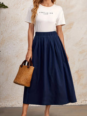 Elastic Waist Casual Skirt for Spring & Summer