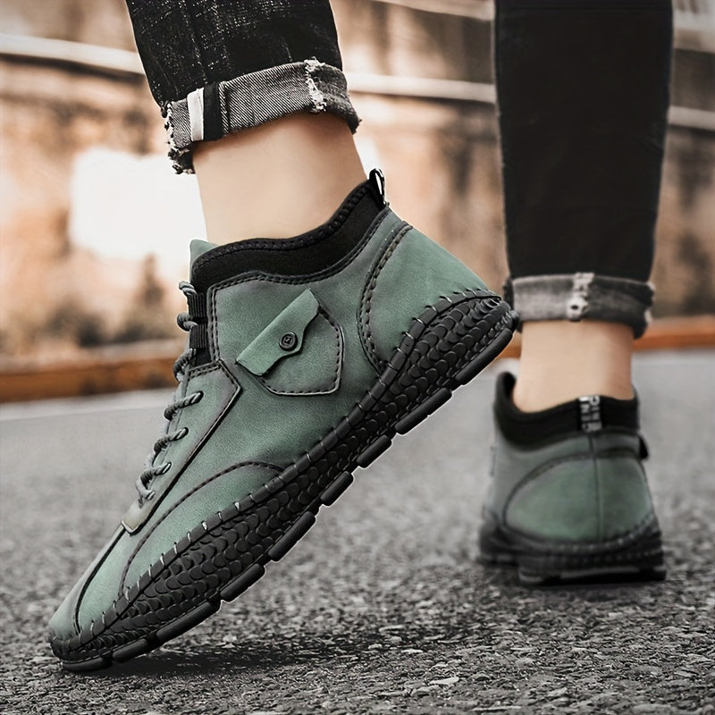 Men's Solid Low Top Lace up Boots Outdoor Walking Shoes