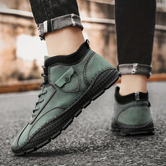 Men's Solid Low Top Lace up Boots Outdoor Walking Shoes