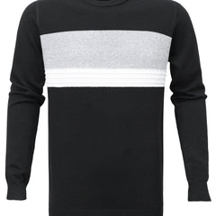 Knitted Block Crew Neck Sweater Men's Casual Warm Pullover