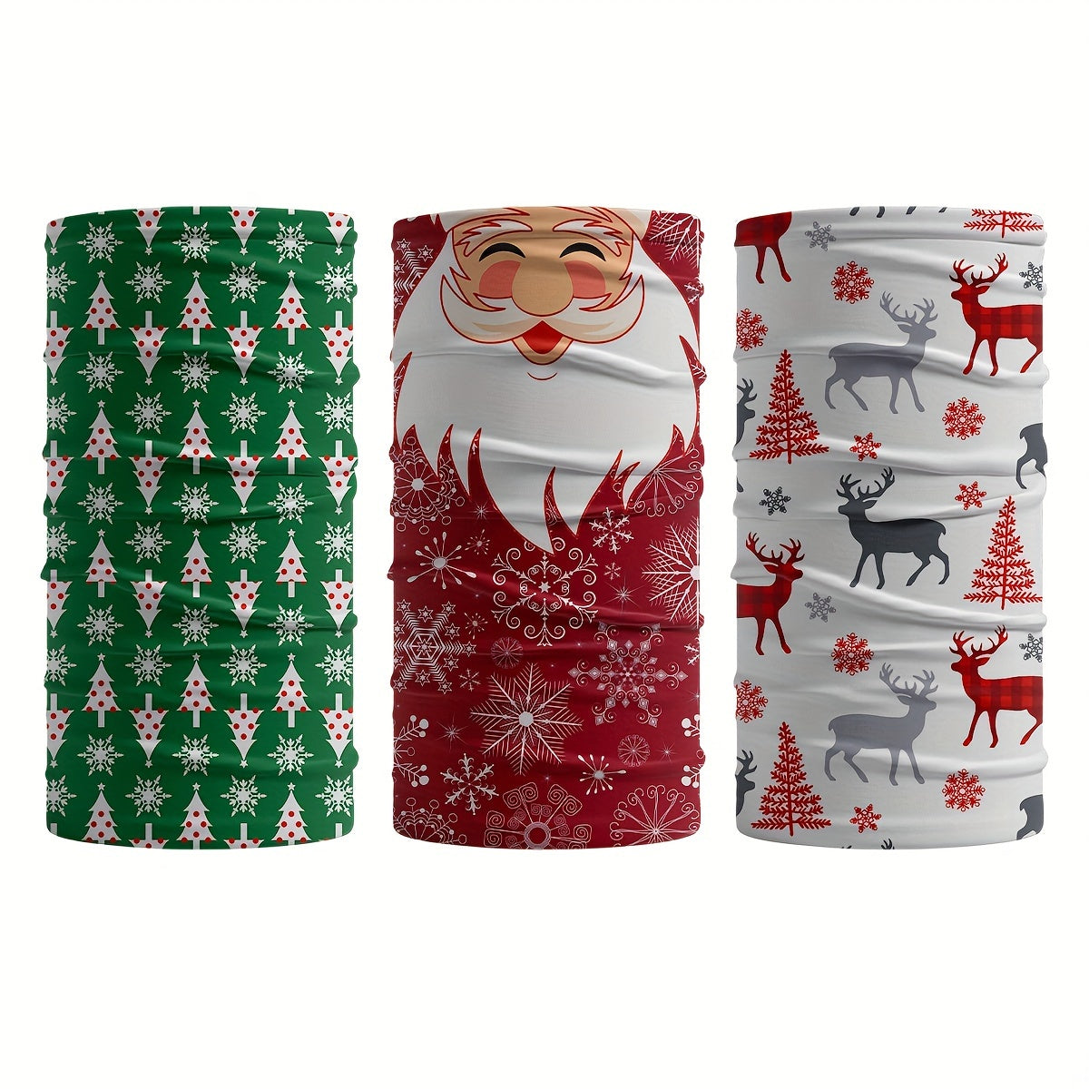 3PCS Christmas Seamless Polyester Cycling Fishing Face Mask