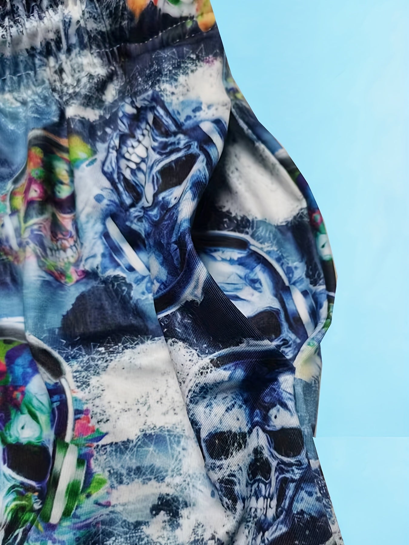 Skulls Print Men's Swim Trunks Quick Dry Swimwear Shorts