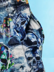 Skulls Print Men's Swim Trunks Quick Dry Swimwear Shorts