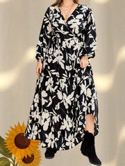 Floral Print Long Sleeve Maxi Dress