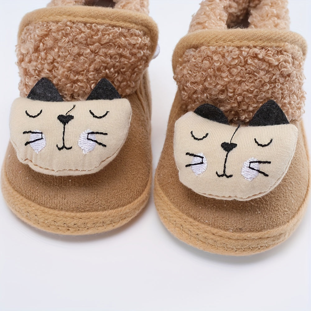 Baby Boys Cartoon Soft Warm Fleece Boots - Indoor Walking Shoes