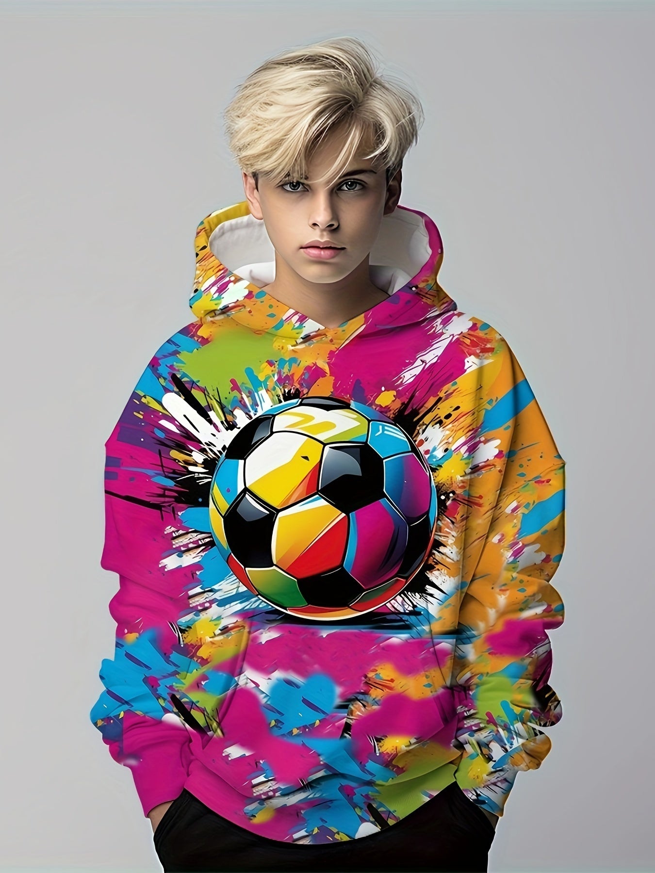 Kids Flying Football 3D Print Hoodie Dinosaur Tyrannosaurus Street Wear