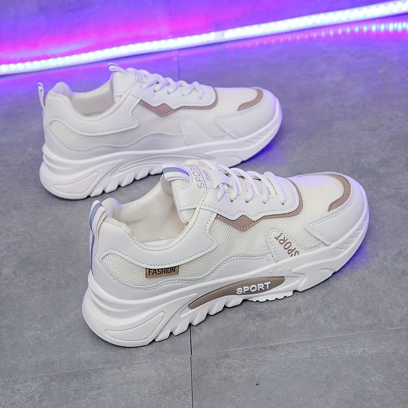 Women's Breathable Mesh Sneakers Lace Up Outdoor Shoes Comfortable Platform