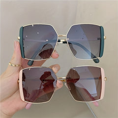Large Square Sunglasses Mirror Lens Metal Glasses UV400