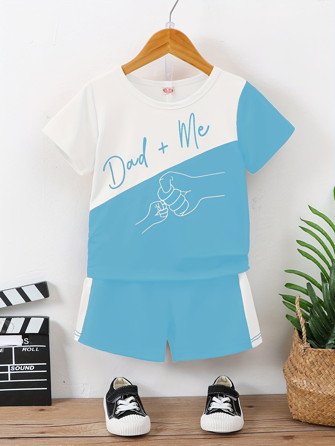 Boys Daddy Me Fists Print Block Outfit