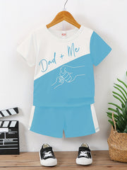 Boys Daddy Me Fists Print Block Outfit