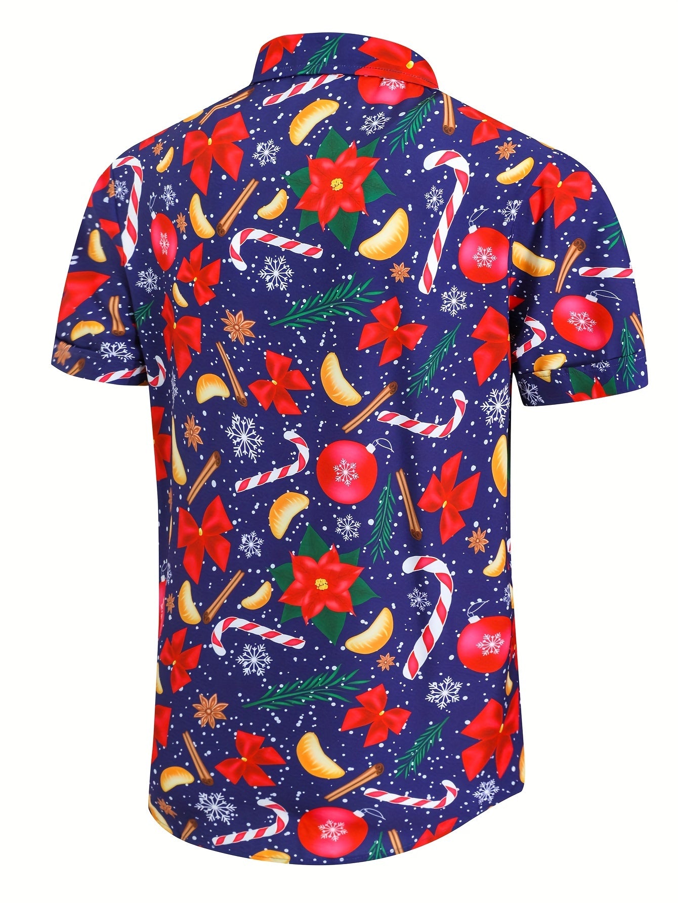 Men's Christmas Graphic Print Button Up Short Sleeve Shirt