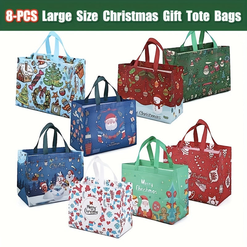 8 Reusable Christmas Gift Bags With Reinforced Handles