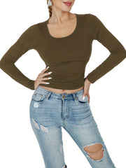 Women's Long Sleeve Crew Neck T-Shirt Soft Casual Sports Top