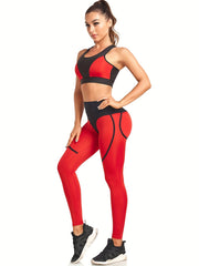 Two Tone Patchwork Sexy Yoga Leggings Moisture Wicking Workout Tights