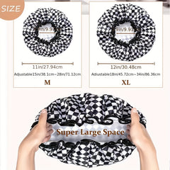 Checkerboard Pattern Hair Drying Cap Waterproof Shower Cap