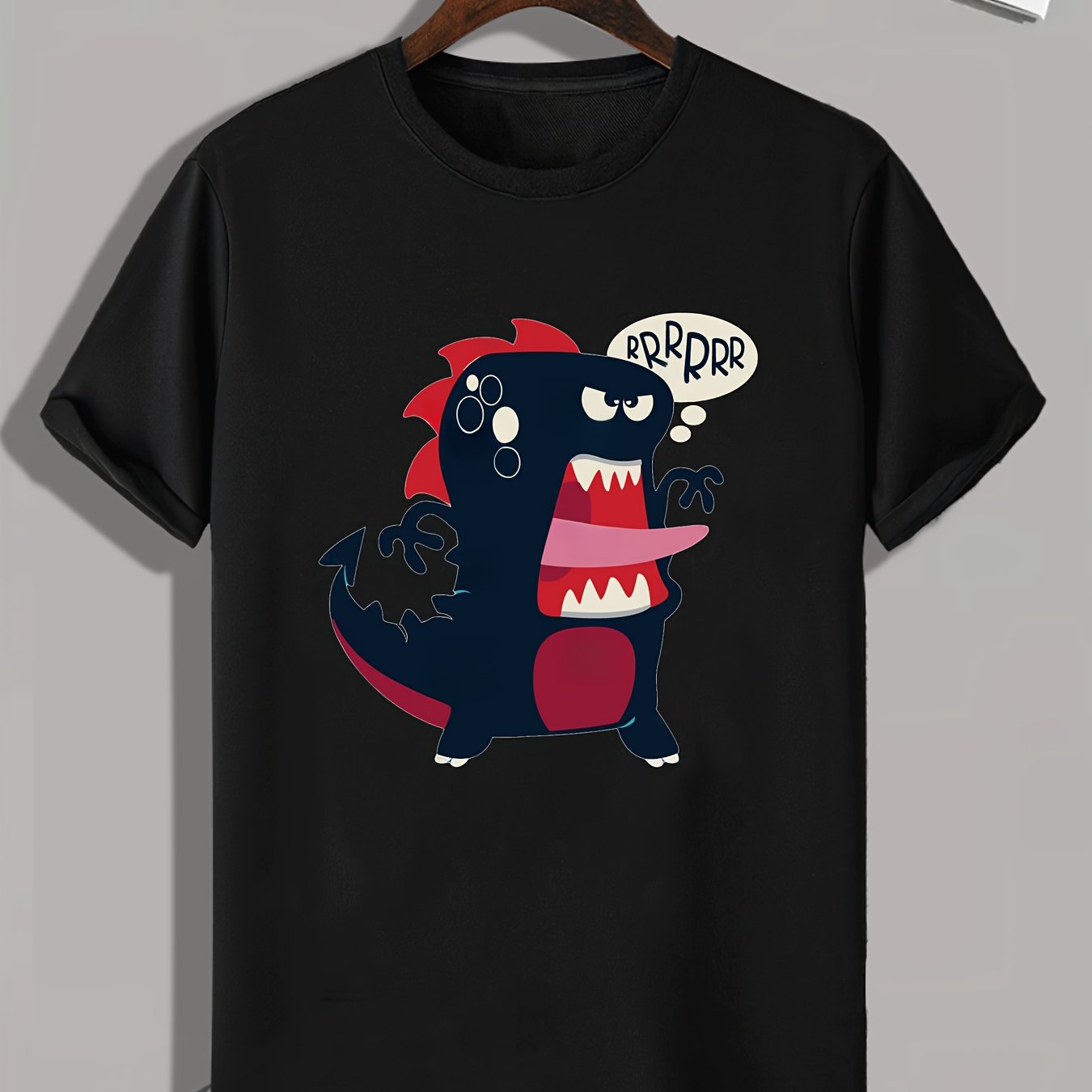 Cartoon Dinosaur Print Men's Graphic T-Shirt for Summer