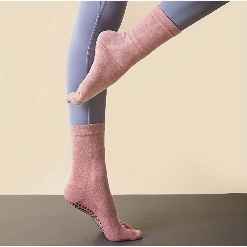 Mid Calf Yoga Socks Anti-Skid Gripper Sports Socks