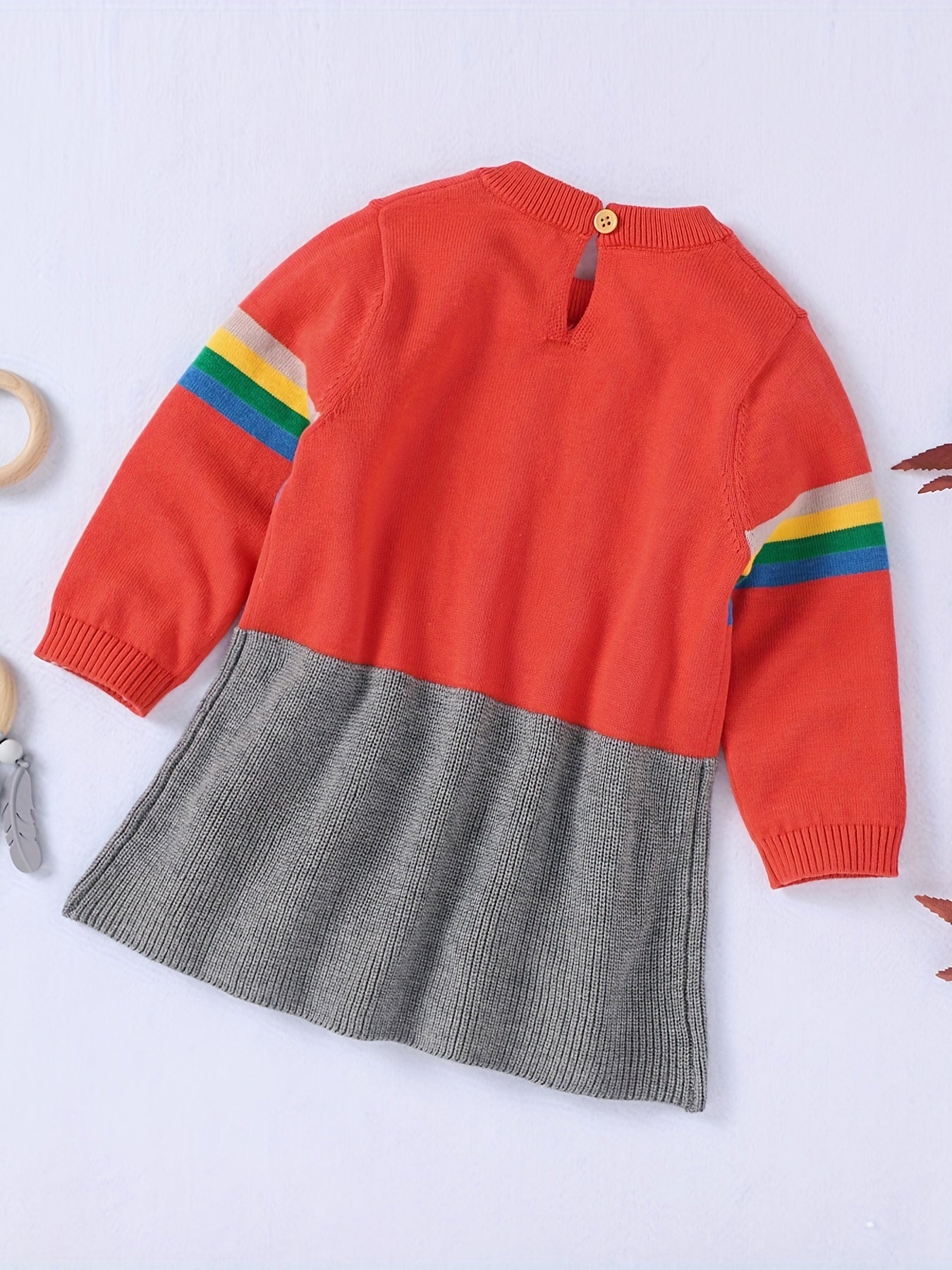 Baby Casual Dress Girls Sweater Long Sleeve Music Note Striped Dress