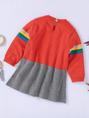Baby Casual Dress Girls Sweater Long Sleeve Music Note Striped Dress