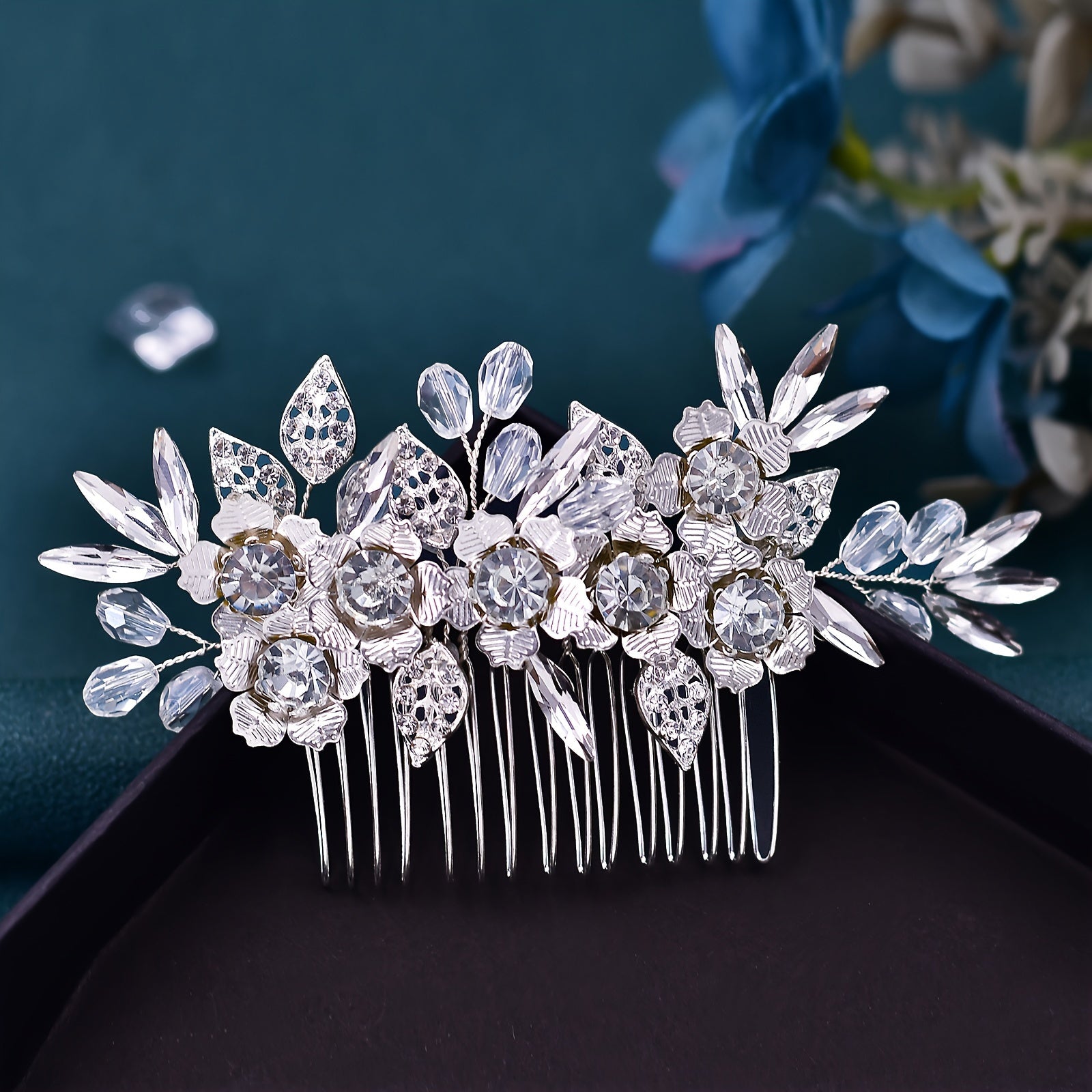 Rhinestone Bridal Side Comb Handwoven Crystal Headdress