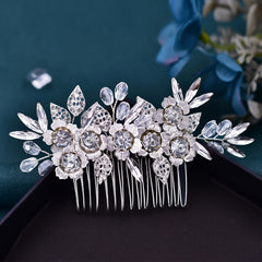 Rhinestone Bridal Side Comb Handwoven Crystal Headdress
