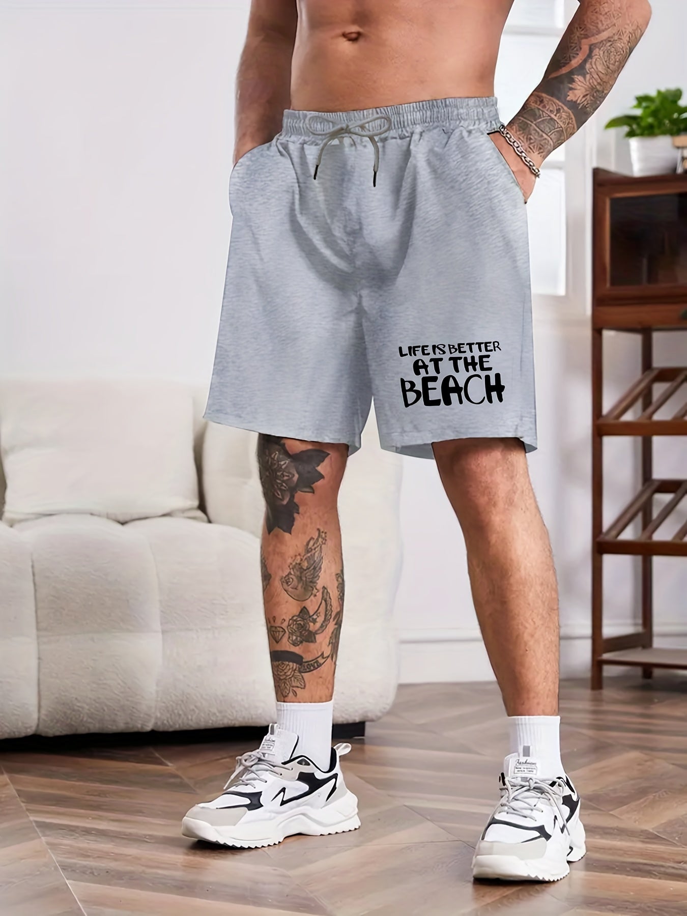 Men's Beach Print Comfy Summer Shorts Casual Loose Drawstring Shorts