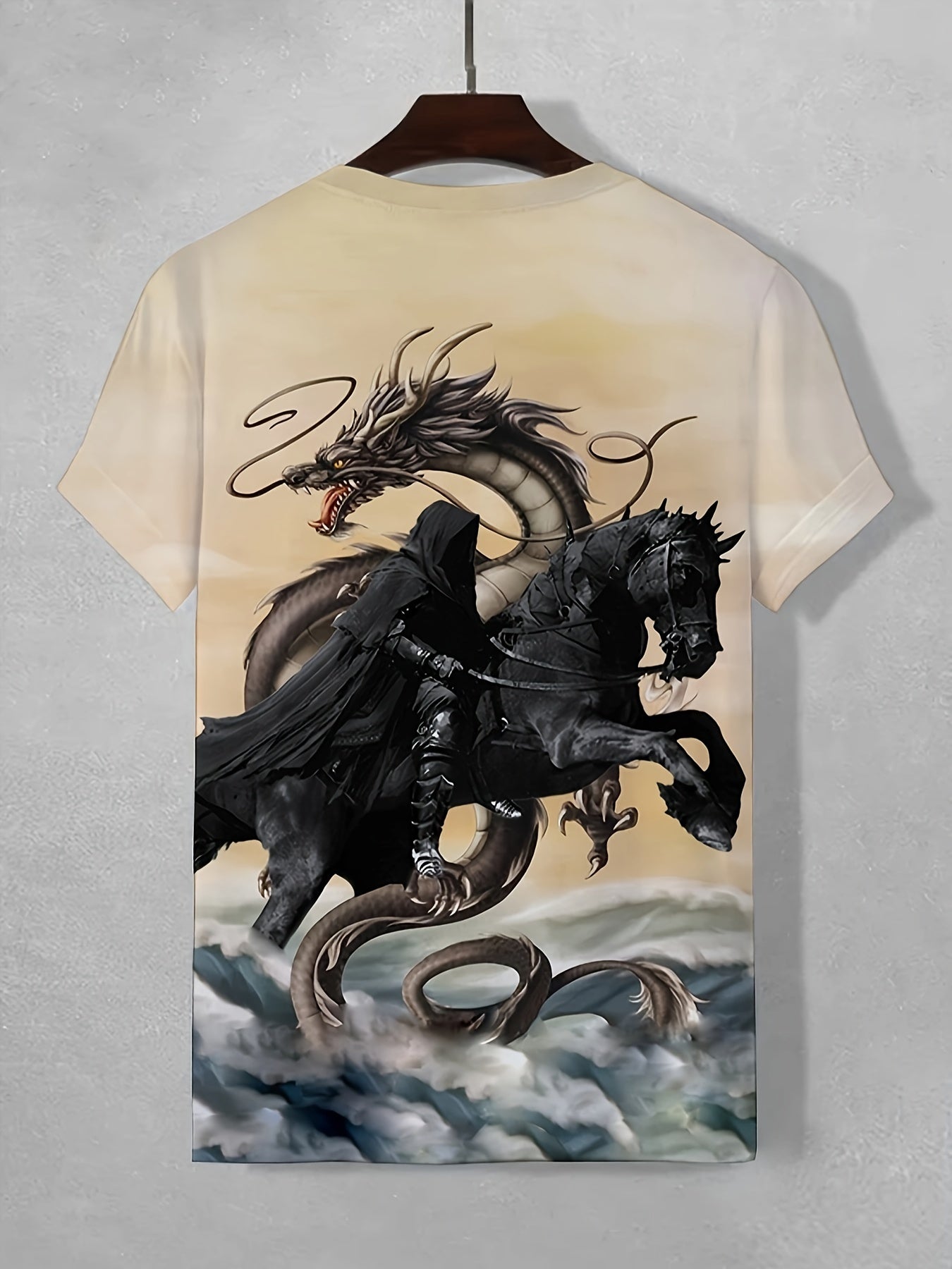 Men's Dragon Print Sports T-shirt Round Neck Tee Shirt For Summer