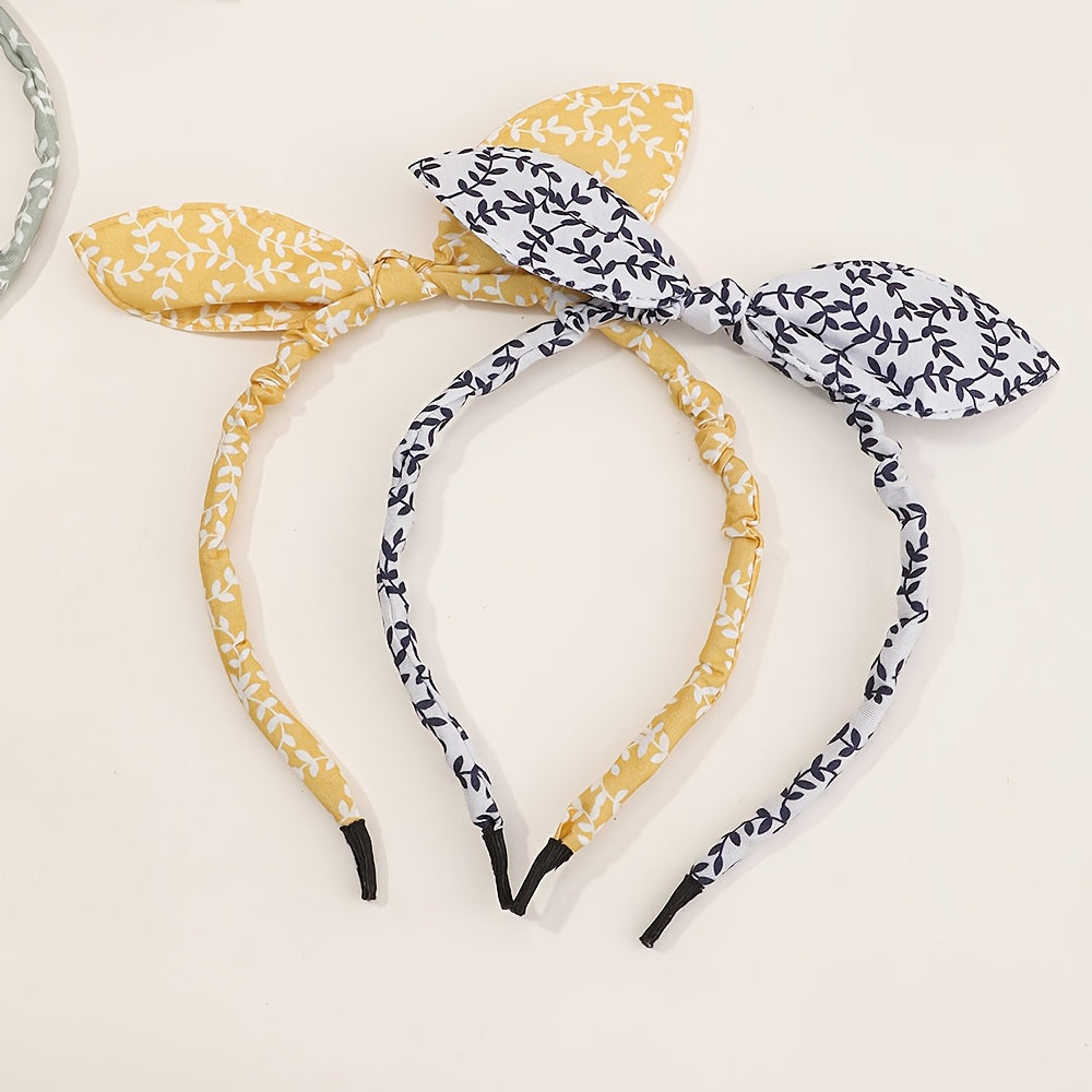 8pcs Baby Girls Leaf Pattern Bowknot Hair Hoop Headwear Hair Accessories
