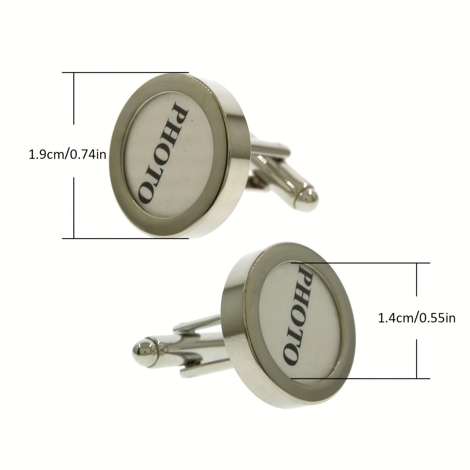 Copper Plated Round DIY Photo Cufflinks For Men