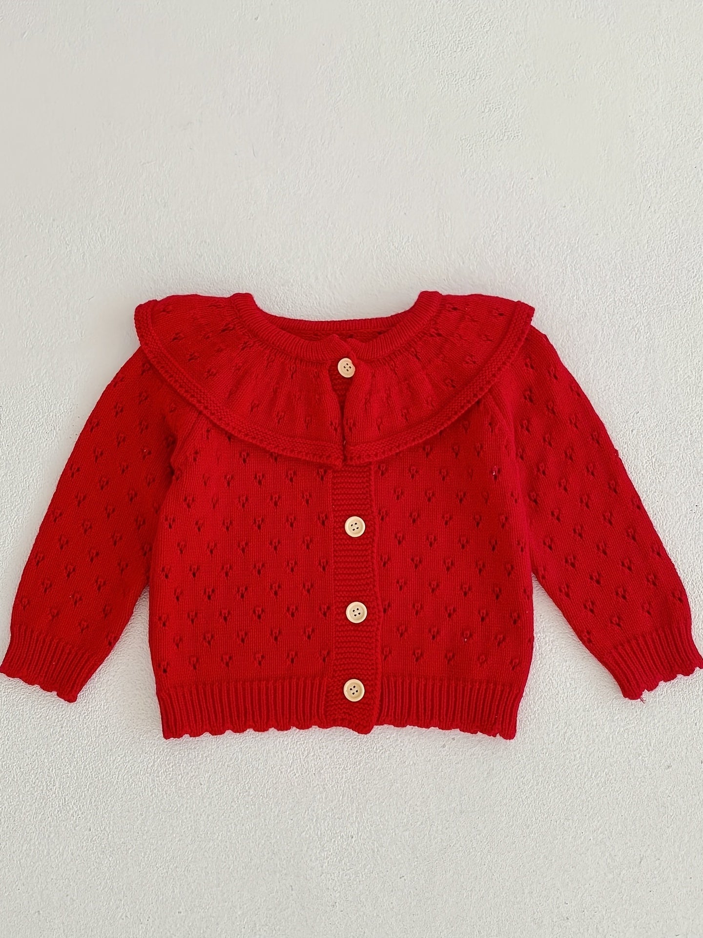 Girls' Ruffle Collar Button Sweater Coat for Fall Winter