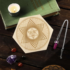 Wooden Crystal Grid Board 6-10 Inch - Metaphysical Pendulum Board
