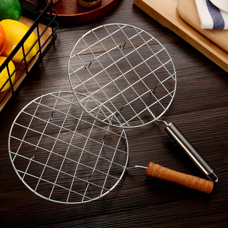 Round Stainless Steel Barbeque Mesh with Thick Handle