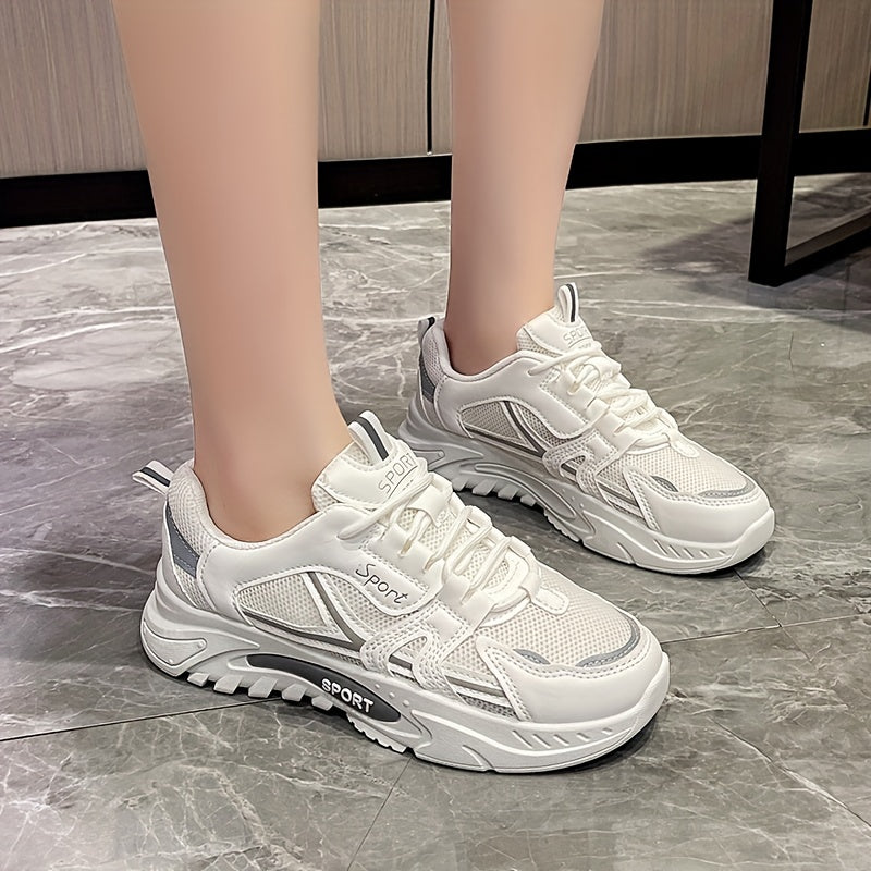 Women's Mesh Platform Sneakers Lace Up Outdoor Shoes Running Shoes