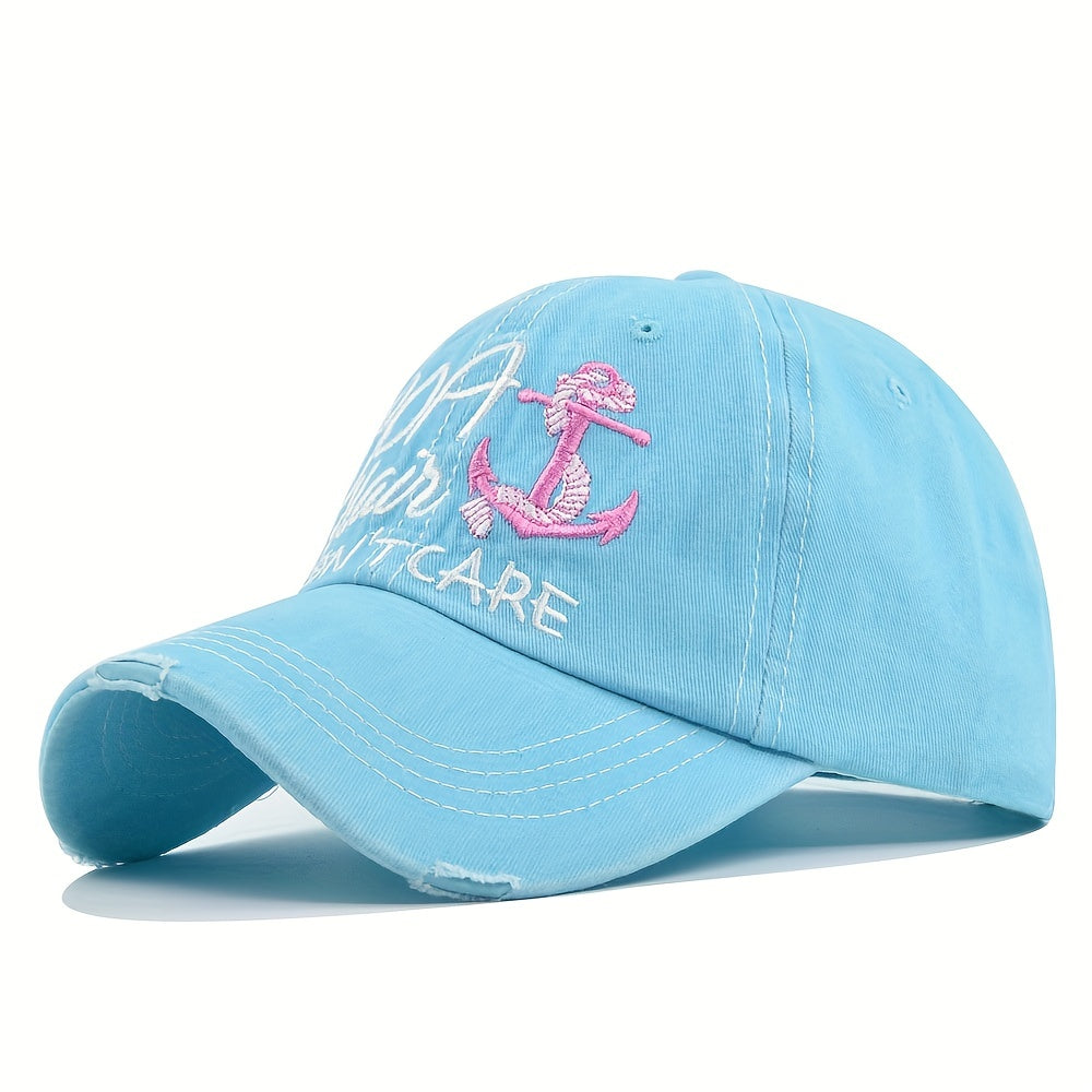 Boat Hair Don't Care Baseball Cap Embroidery Candy Washed Distressed Sun Hat