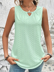 Boho Tank Top Women's Plus Eyelet Embroidery Cut Out Front
