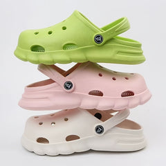 Women's Platform Clogs Solid Closed Toe Non Slip Slide Shoes