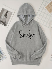 Letter Print Kangaroo Pocket Hoodie Casual Long Sleeve Drawstring Hoodies
